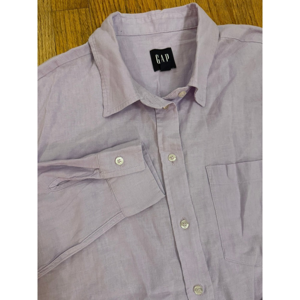 GAP Women's Size M Linen Blend Button Down Long Sleeve Lightweigh Beach Summer